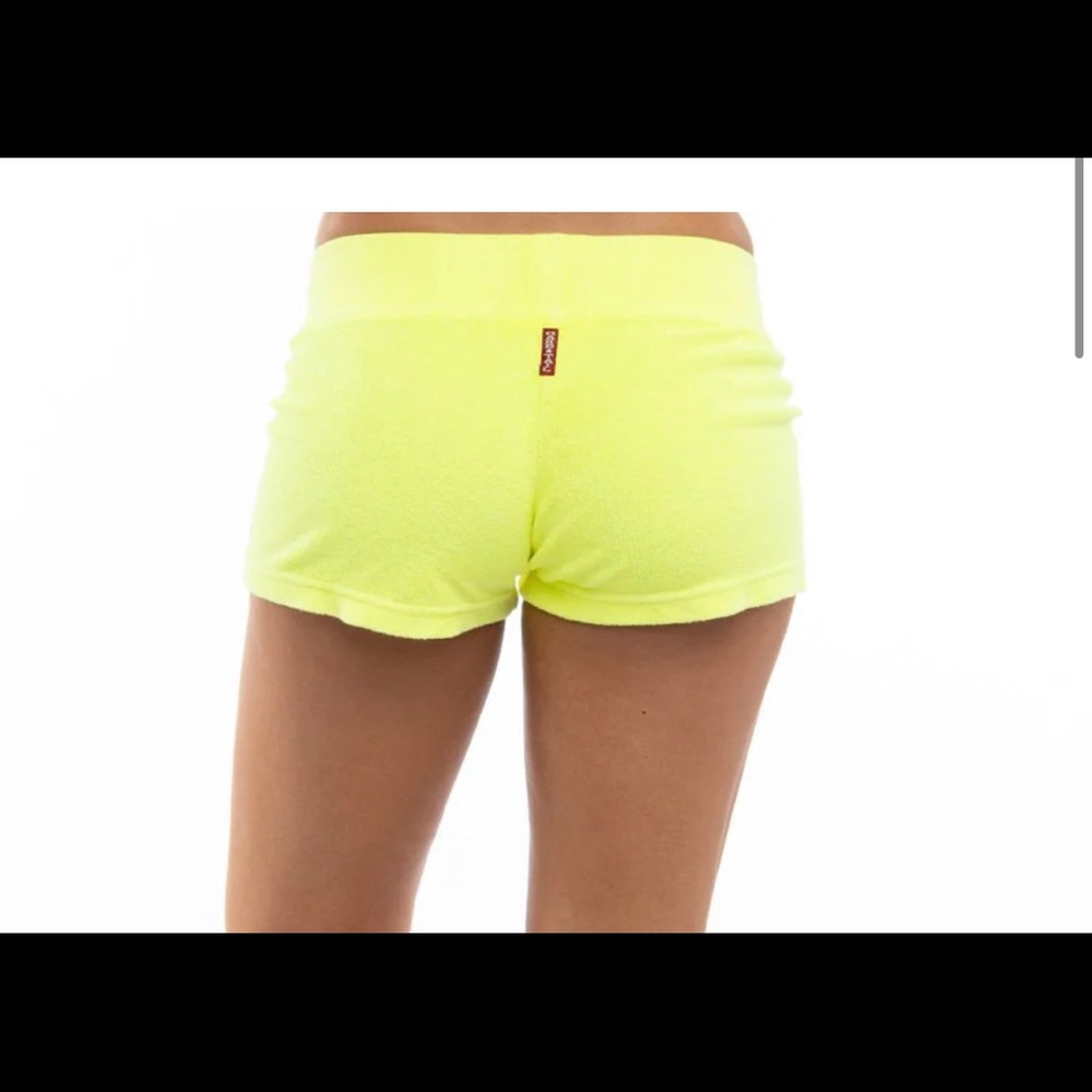 Yellow hard tail low rise terry shorts
